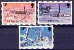 1985-Isola Di Man (MNH=**) S.3v."Natale,chiese" - Isle Of Man