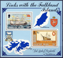 1984-Isola Di Man (MNH=**) Foglietto S.2v."Legami Con Le Isole Falkland" - Man (Eiland)