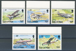 1984-Isola Di Man (MNH=**) S.5v."Cinquantenario Del Primo Volo Ufficiale Dall'is - Man (Ile De)