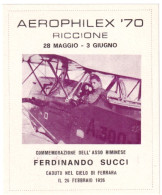 1970-Erinnofilo Aerophilex '70 Riccione Commemorativo Asso Riminese Ferdinando S - Erinnofilia