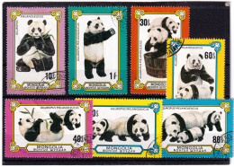 1977-Mongolia (O=used) S 7 Valori Panda - Mongolië