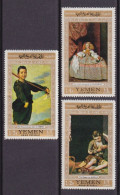 1967-Yemen (MNH=**) Tre Valori "Quadri Di Murillo,Ribera,Velasquez" - Yémen