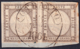 1861 (F=on Piece) PROVINCE NAPOLETANE Coppia Ben Marginata Gr.1/2 Bistro Bruno S - Naples