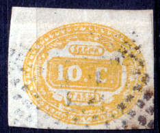 1863 (F=on Piece) Segnatasse C.10 Giallo (Sassone T1) Usato Su Frammento - Postage Due