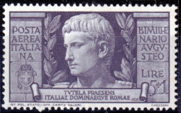 1937 Posta Aerea AUGUSTO Lire 5 Nuovo Traccia Linguella - Nuevos