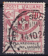 1924 PARASTATALI Cassa Nazionale Inf Lavoro C.10 (Sassone 18) Usato - Gebraucht