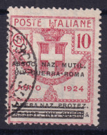 1924 PARASTATALI Assoc. Naz. Mutil. Inv. Guerra Roma C.10 (Sassone 71) Usato - Oblitérés