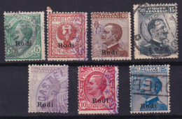 1912-RODI Fr.lli Soprastampati Serie Completa Usata (Sassone 1/7) - Ägäis (Rodi)
