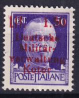 1944-CATTARO Occupazione Tedesca Imperiale Sopr. L.1,50/c.50 (Sass 3) Nuovo Trac - Deutsche Bes.: Cattaro