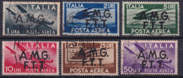 1947-AMG.FTT Posta Aerea Sopr.su Due Righe Serie Completa Usata - Storia Postale