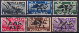 1947-AMG.FTT Posta Aerea Sopr.su Due Righe Serie Completa Usata - Marcophilia