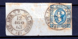 1863 (F=on Piece) UFF. AMB. V.E. Sez. TICINO/ (1) C.2 (12.8) Su Largo Frammento  - Oblitérés