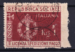 1944 R.S.I. Fr.llo Per Franchigia Pacchi Bruno Rosso (Sassone 1) Bordo Di Foglio - Oblitérés