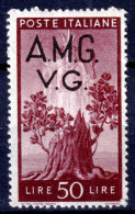 1946 A.M.G..-V.G. Democratica Lire 50 Con Soprastampa Spostata In Alto E A Sinis - Mint/hinged