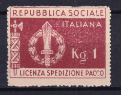 1944 R.S.I. Fr.llo Per Franchigia Pacchi Bruno Rosso (Sassone 1) Nuovo Senza Gom - Ongebruikt