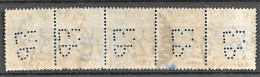 1927circa-PERFORATI/PERFIN F. P Su Effigie Striscia Di Quattro C.50 - Marcophilia