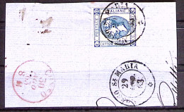 1863-MOSSO S.ta MARIA C.2 Con Rosetta (29.3) Su Frammento Affrancato Litografato - Marcofilía