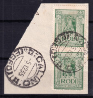 1935 (F=on Piece) CALINO/(EGEO) C.2 (5.12) Su Largo Frammento Affrancato Rodi Co - Egeo (Calino)