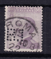 1908 Circa PERFIN B.I. (Banca Italia) Su Michetti C.50, Usato - Afgestempeld