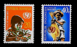 1971-Indonesia (MNH=**) Serie 2 Valori Unicef - Indonesia