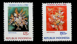1980-Indonesia (MNH=**) Serie 2 Valori Fiori - Indonesië