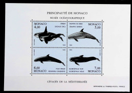1992-Monaco (MNH=**) Foglietto 4 Valori Orche Delfini Pesci - Autres & Non Classés