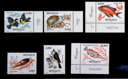 2002-Monaco (MNH=**) 6 Valori Pesci Uccelli - Other & Unclassified