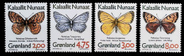 1997-Groenlandia (MNH=**) Serie 4 Valori Farfalle - Nuovi