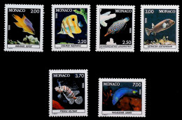 1988-Monaco (MNH=**) Serie 6 Valori Pesci - Other & Unclassified