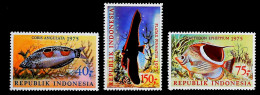 1975-Indonesia (MNH=**) Serie 3 Valori Pesci - Indonesia