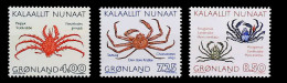 1993-Groenlandia (MNH=**) Fauna Marina 3 Valori Granchi Crostacei - Nuovi