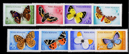 1969-Romania (MNH=**) Serie 8 Valori Farfalle - Autres & Non Classés