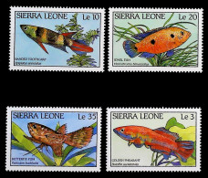 1988-Sierra Leone (MNH=**) Serie 4 Valori Pesci - Sierra Leona (1961-...)