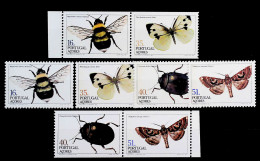 1984-Azzorre (MNH=**) Due Serie 4 Valori + 4 Valori Da Libretto Farfalle,insetto - Açores