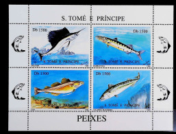1996-S.Tomè E Principe (MNH=**) Foglietto 4 Valori Pesci - São Tomé Und Príncipe