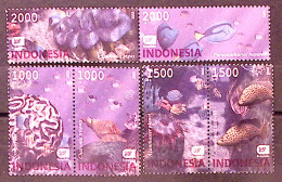 2002-Indonesia (MNH=**) Serie 6 Valori Fauna Marina - Indonesië