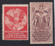 1906-Italia (NG=no Gum) Due Erinnofili Esposizione Internazionale Di Milano 1906 - Ungebraucht