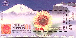 2001-Indonesia (MNH=**) Foglietto 1 Valore Phila Nippon Girasole - Indonesien