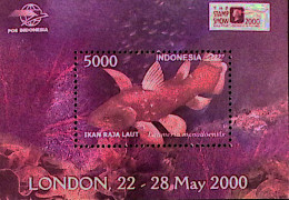2000-Indonesia (MNH=**) Foglietto 1 Valore Londra 2000, Pesce - Indonesië