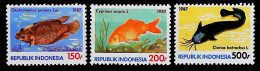 1987-Indonesia (MNH=**) Serie 3 Valori Pesci - Indonésie