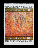 1981-Indonesia (MNH=**) Serie 2 Valori Pitture - Indonésie