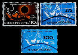 1983-Indonesia (MNH=**) 3 Valori Eclisse - Indonésie