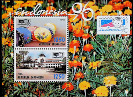 1996-Indonesia (MNH=**) Foglietto 2 Valori Fioi Turismo Esposizione Filatelica - Indonesien