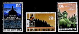1983-Indonesia (MNH=**) Serie 3 Valori Turismo Tempio Buddha - Indonesië