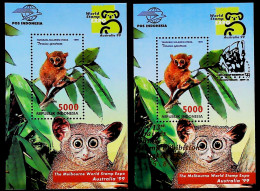 1999-Indonesia (MNH=**) 2 Foglietti Animali Selvatici Expo Melbourne - Indonésie