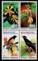 1993-Indonesia (MNH=**) Serie 4 Valori Uccelli Fiori - Indonésie