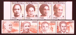 2000-Indonesia (MNH=**) Due Strisce 8 Valori Personalità Illustri - Indonesië