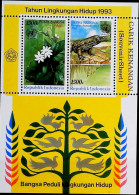 1993-Indonesia (MNH=**) Foglietto 2 Valori Flora Fauna - Indonesien