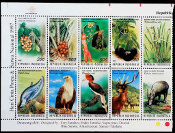 1997-Indonesia (MNH=**) Blocco 10 Esemplari Animali - Indonesia