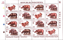 1996-Indonesia (MNH=**) Foglietto 16 Valori WWF - Indonésie